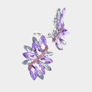 Swirl Lavendar Marquise Crystal Silver Clip On Earrings RARE COLOR